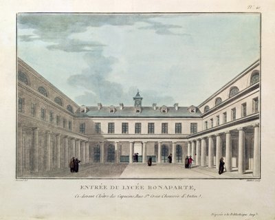 Ingang van het Lycée Condorcet, gegraveerd door Janinet door Durand